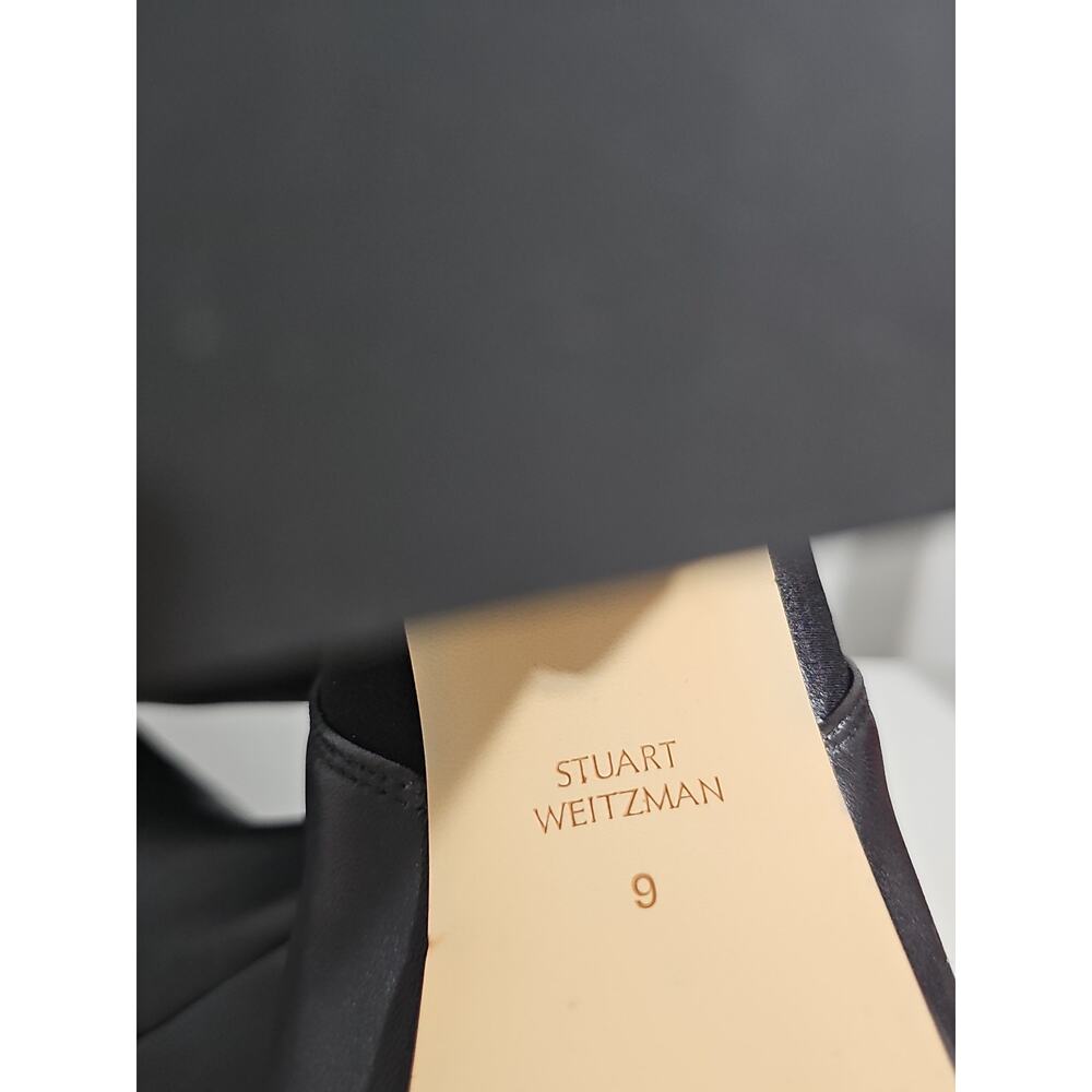 Stuart Weitzman Leather Knee High Boot Womens 9 Black Square Toe Party Platform - Picture 15 of 16